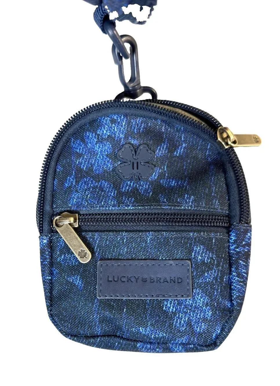 LUCKY BRAND Floral Denim Print Backpack Laptop Bag NWOT With Matching Pouch